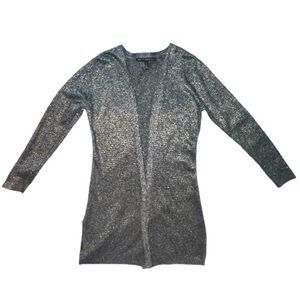 White House Black Market Open Front Metallic Grey Cardigan Size Small